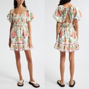 Farm Rio Bloom Garden Mini Dress Off White Floral NWT